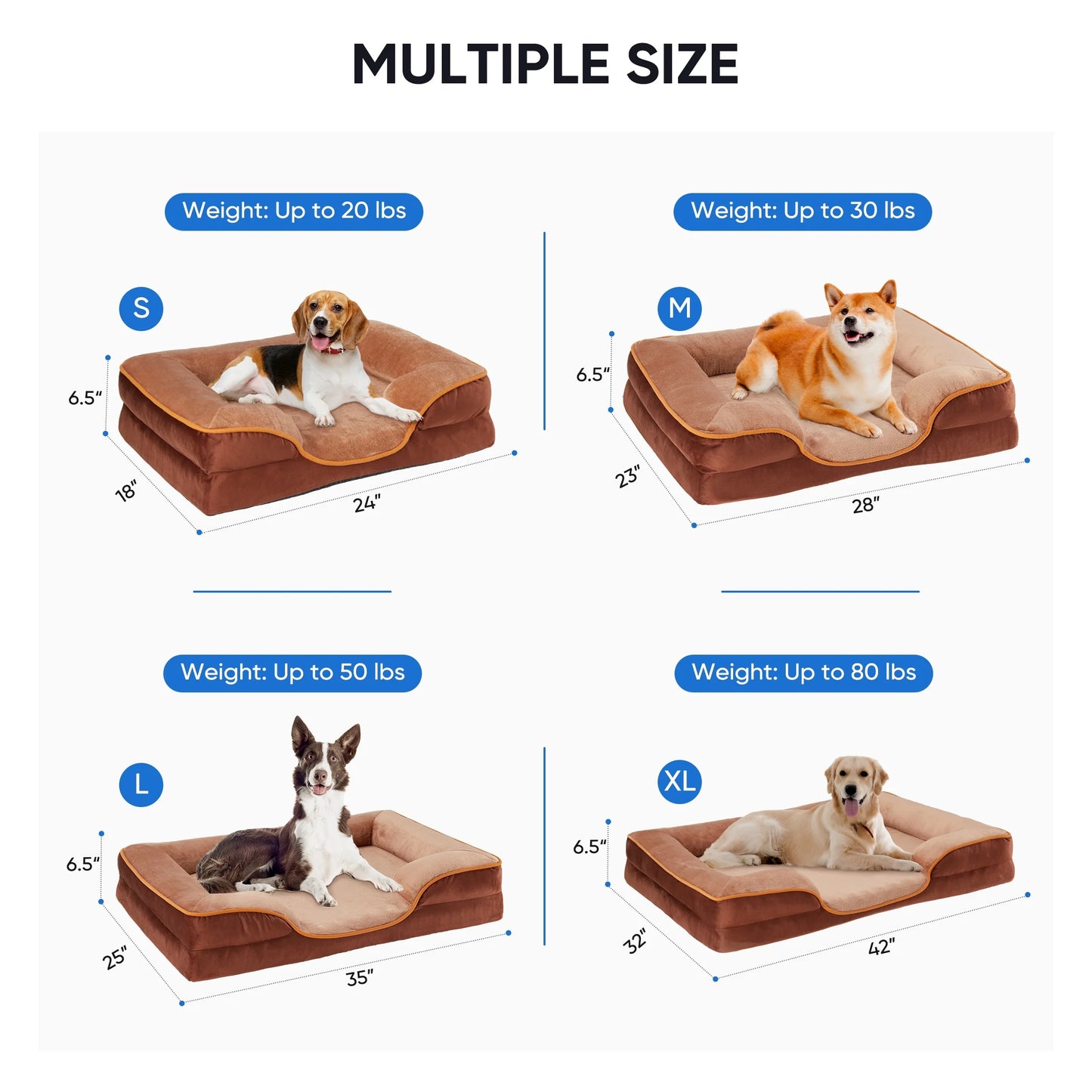 Dog Bed, 42"X32" Orthopedic Dog Sofa Bed Extra Large, Supportive Foam Pet Couch Bed with Removable Washable Cover, Grey