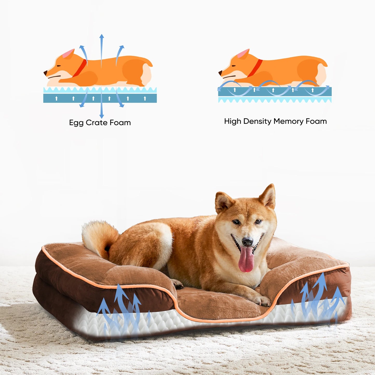 Dog Bed, 42"X32" Orthopedic Dog Sofa Bed Extra Large, Supportive Foam Pet Couch Bed with Removable Washable Cover, Grey
