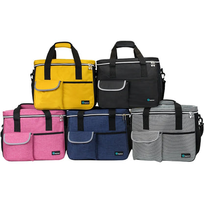 Dog Travel Bag, Travel Pet Bag Organizer, Dog Food Travel Bag with Food Container and Bowls, Dog Travel Supplies Gift Accessories for Weekend Camping, Dog Cat Diaper Bag (Stripe Black, Medium)